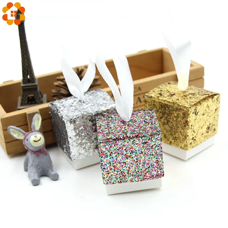6 шт./лот 5*5*5 см DIY флэш золото/серебро Конфеты Подарочная коробка для детей день