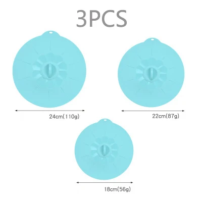 3PCS-BLUE Кухонный инструмент, Пищевая силиконовая крышка, пробка для разлива, крышка для кастрюли, свежая Крышка для вакуумного контейнера, крышки для хранения, крышки для кастрюль, посуда - Цвет: 3PCS-BLUE