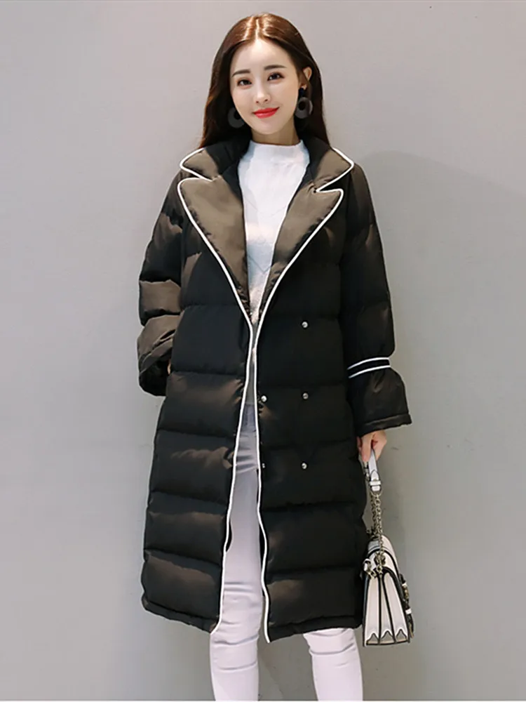 

2018 Winter New Women's Fashion Cotton Jacket Long Paragraph Wild Casual Coat Long Sleeve Large Size Women's Clothing