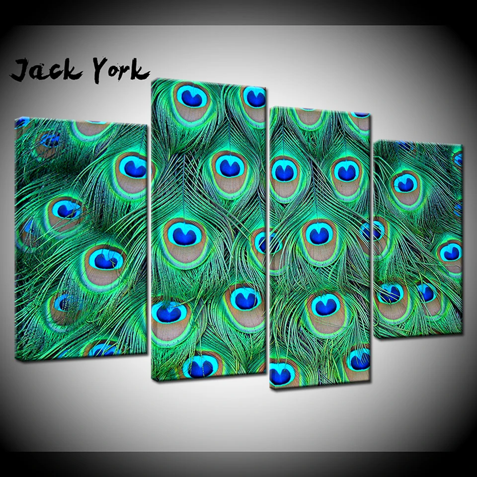 Холст для живописи цветная с павлином обои 4 предмета в комплекте Wall Art Картина
