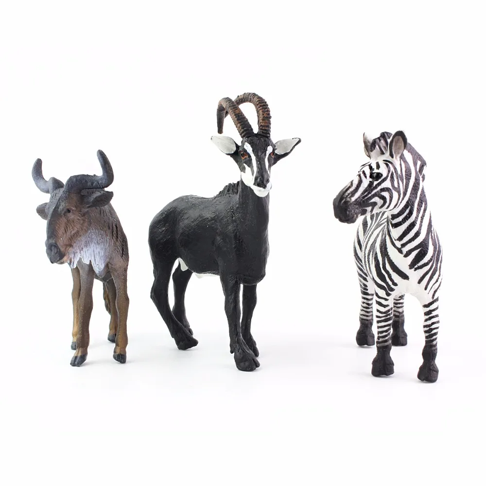 Wiben 3 шт./лот моделирование животных Зебра Wildebeest Antelope модель экшн и игрушка