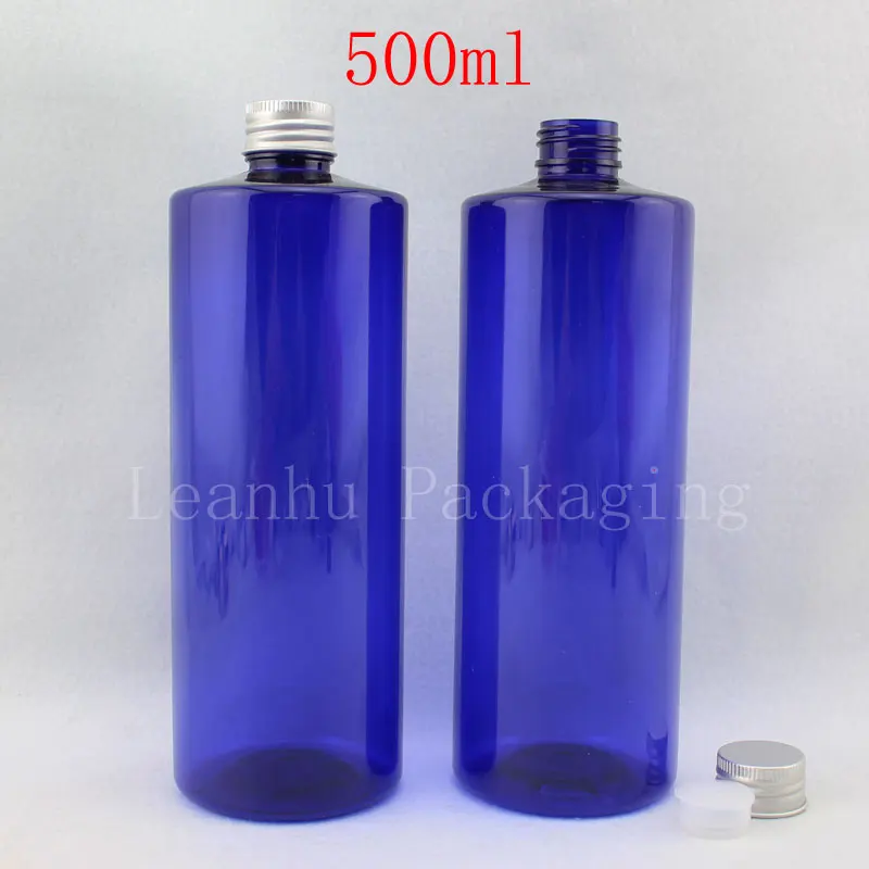 

500 мл синяя пластиковая алюминиевая крышка от бутылки, 500CC шампунь/гель для душа суб-розлива, пустой косметический контейнер (14 шт./лот)