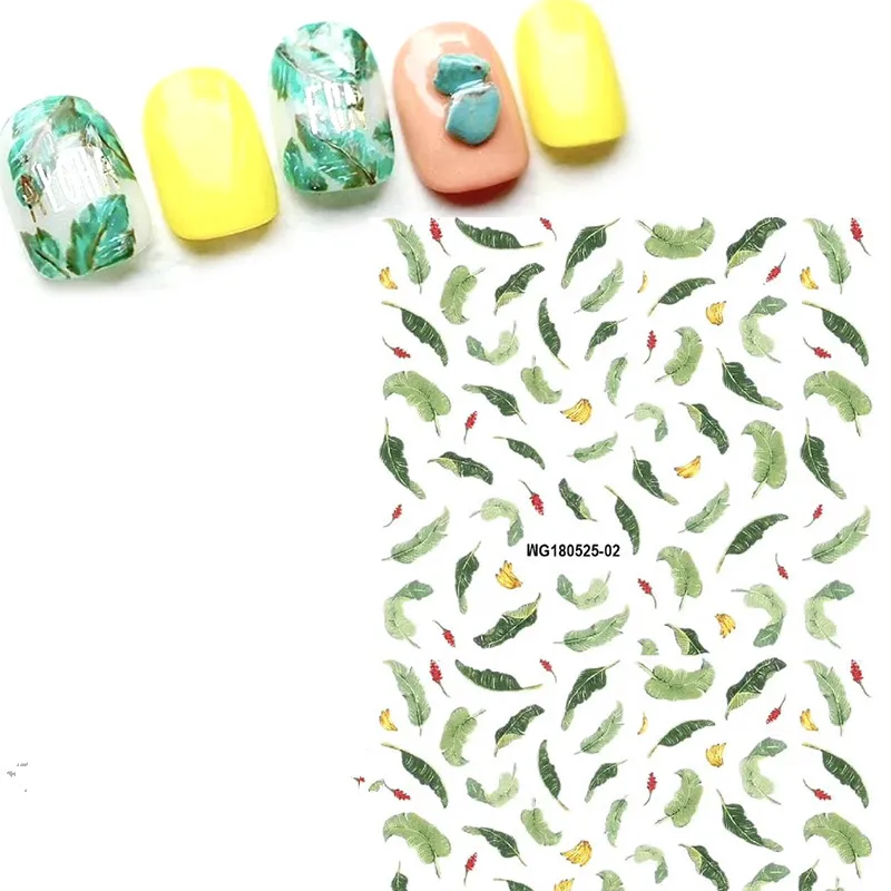 

Newest MGM-525-02 green leaves nail sticker 3d Japan Korea style nail decal rhinestones DIY decorations for nail art tips