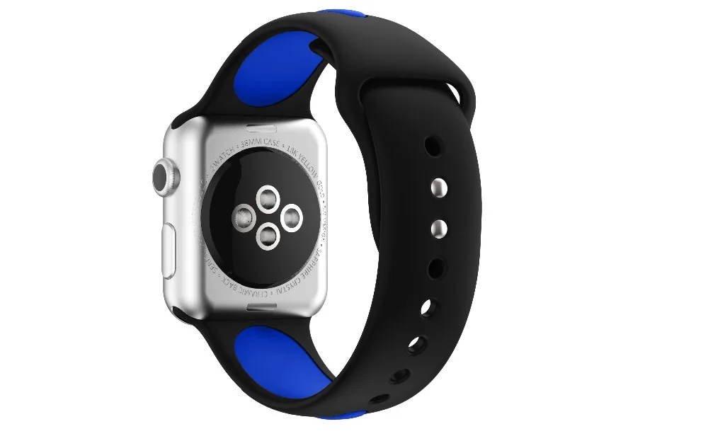 Спорт на открытом воздухе силиконовый двойной Цвет браслет ремешок для apple watch band 44/40/42/38 мм Мужские/Женские часы ремешок для iwatch серии 4 3 2 1