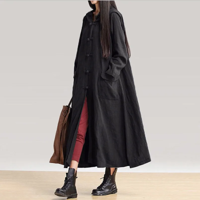 Длинный хлопковый плащ Miss bekeep/Свободный кардиган с капюшоном|trench coat cardigan|long trench