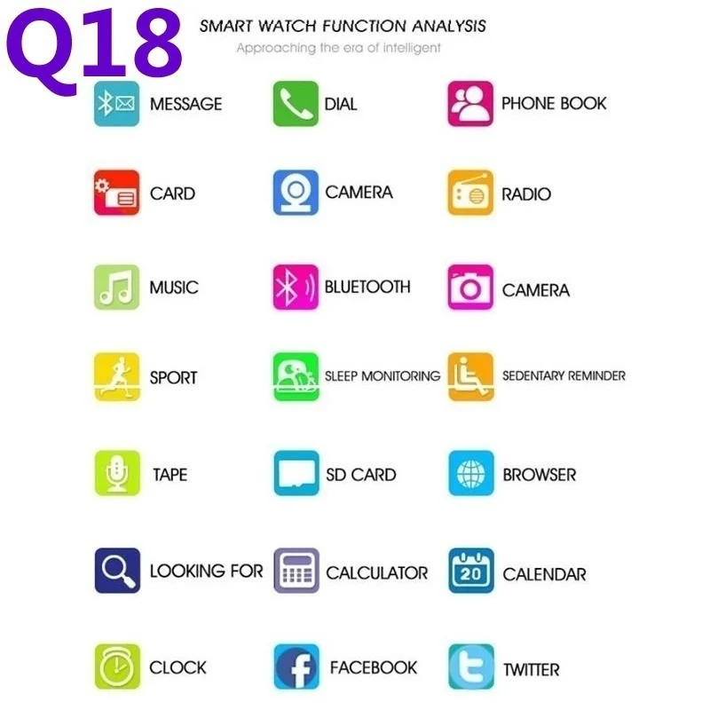 NFC Bluetooth Смарт-часы Q18PLUS с Камера facebook Синхронизация SMS MP3 Поддержка Sim TF для IOS и Android
