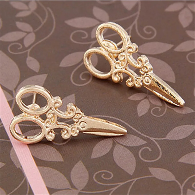 Модные женские серьги недорогие милые для девушек красивые с ножницами