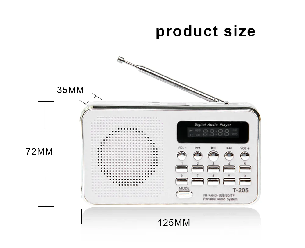 Карманный мини радио FM цифровой Mp3 музыкальный плеер портативные колонки с FM радио приемник Поддержка SD/TF карты для кемпинга спорта