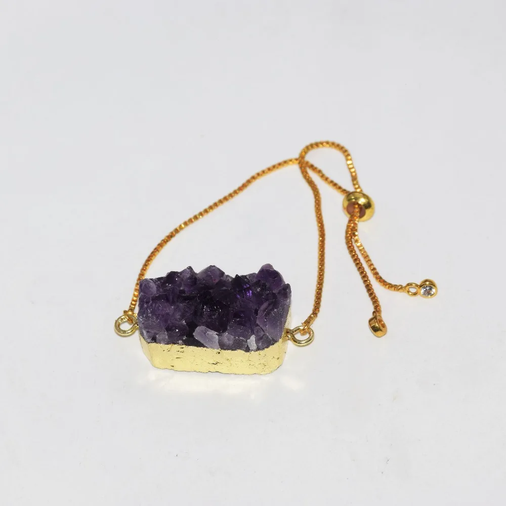 Новый стиль модные ювелирные изделия натуральный жеод Druzy amethysts коннектор