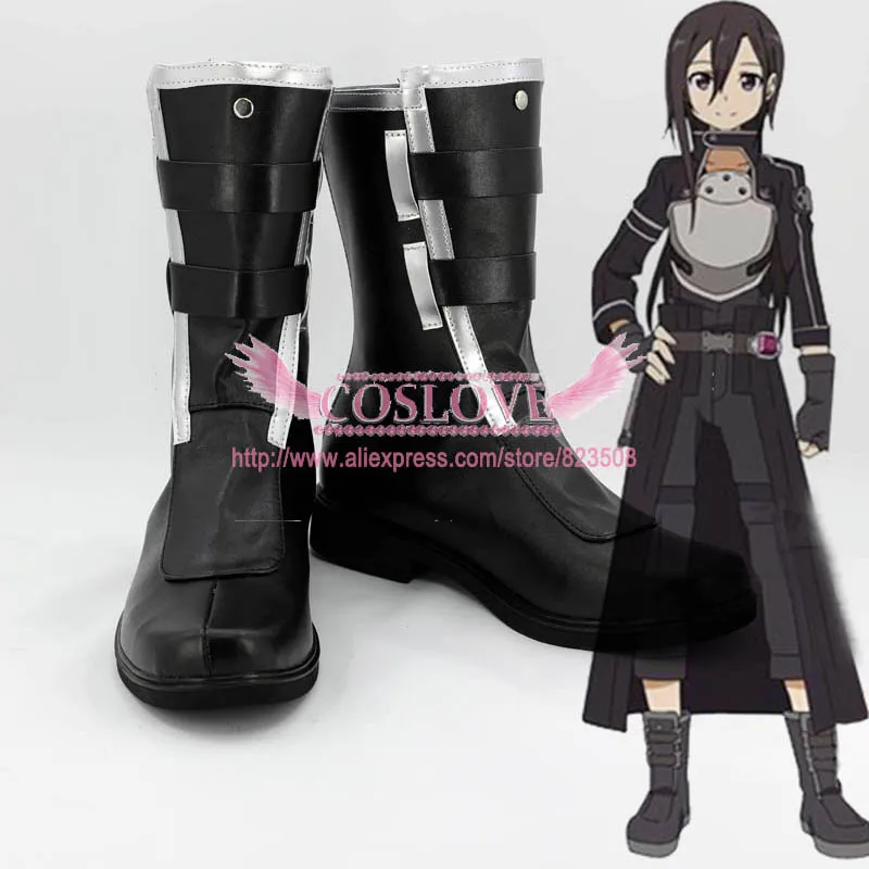 Sword Art Online II SAO Sodo Ato Onrain Gun Gale Online GGO Kirigaya Kazuto Kirito; обувь для костюмированной вечеринки; Цвет Черный