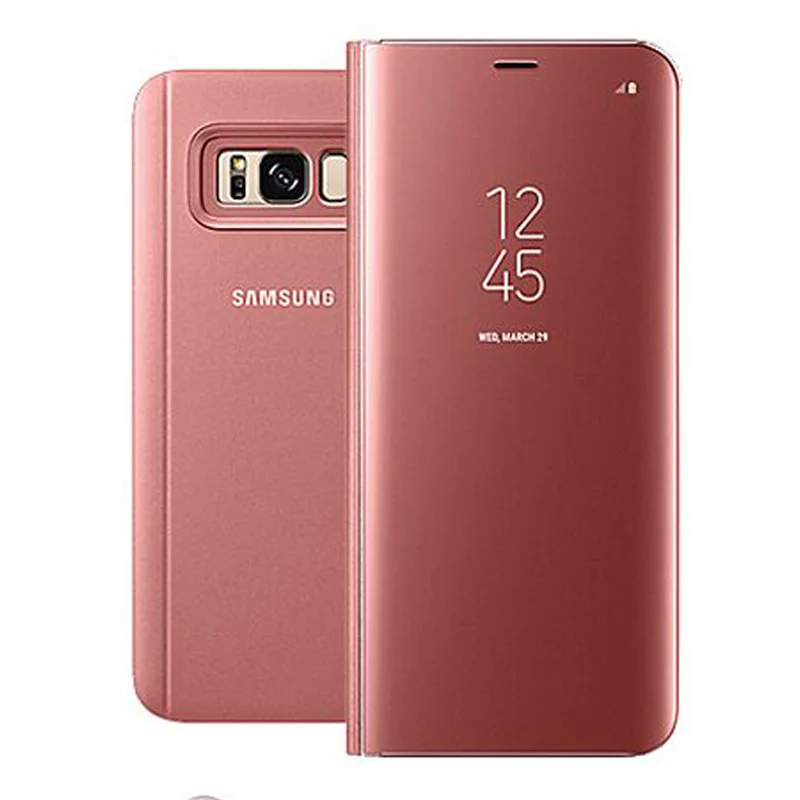 Pink Mirro чехол Прозрачный чехол для телефона EF-ZG955 для samsung Galaxy S8 G950F G950U S8 Plus G955F G955U Rouse Тонкий флип чехол - Цвет: Pink