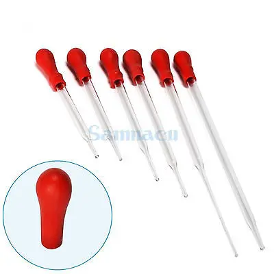 Lot5 10-15cm Durable Glass Transfer Pipette Dropper With Rubber Bulb Cap Lab | Канцтовары для офиса и дома
