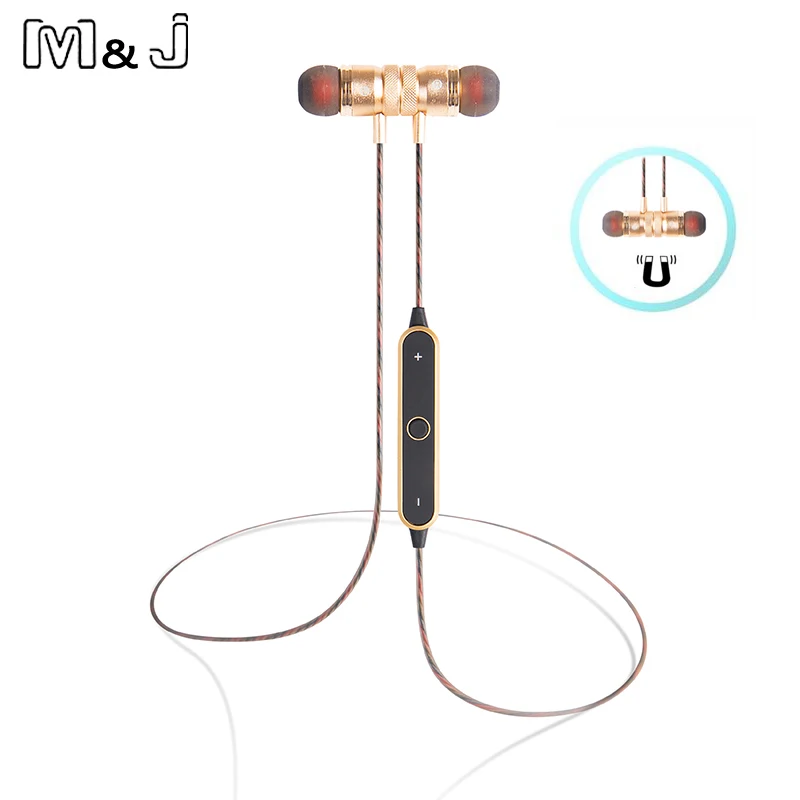M & J BT 22 Новые магнитные беспроводные Bluetooth наушники стерео музыка спорт бег для