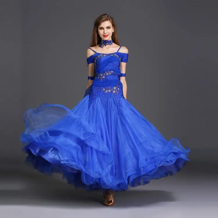 

Платье для бальных танцев, Стандартный Вальс, Современное женское блестящее пушистое танцевальное платье