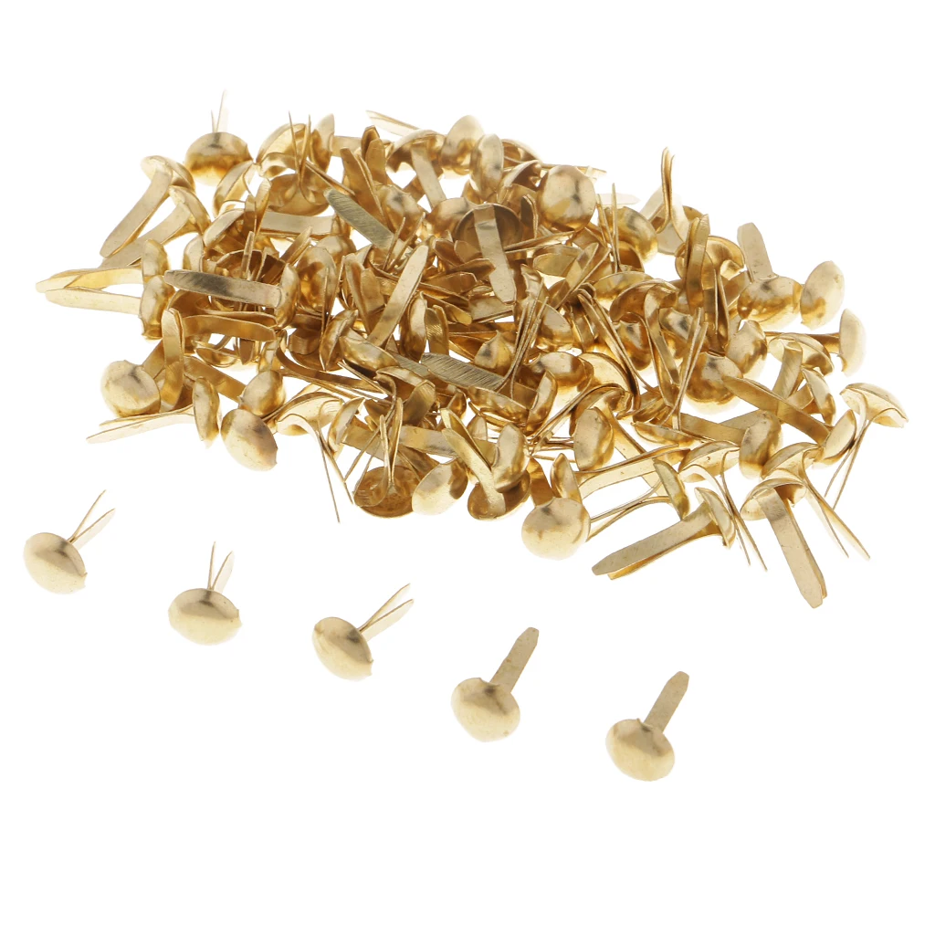 

200pcs 6mm Gold Metal Split Pins Brads DIY Paper Fasteners for Scrapbooking
