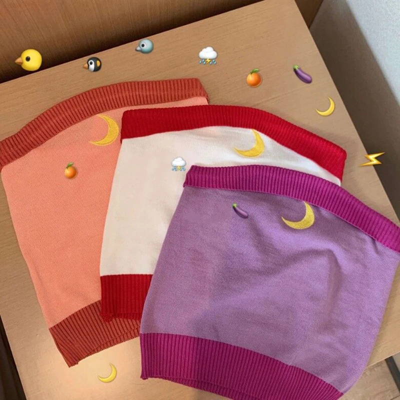 Летний облегающий однотонный жилет без рукавов с принтом Луны надписью на плечах