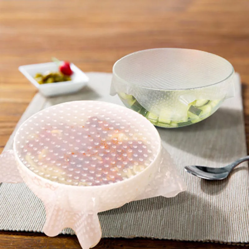 4 шт. многоразовая Прозрачная силиконовая крышка чаши коробка для хранения