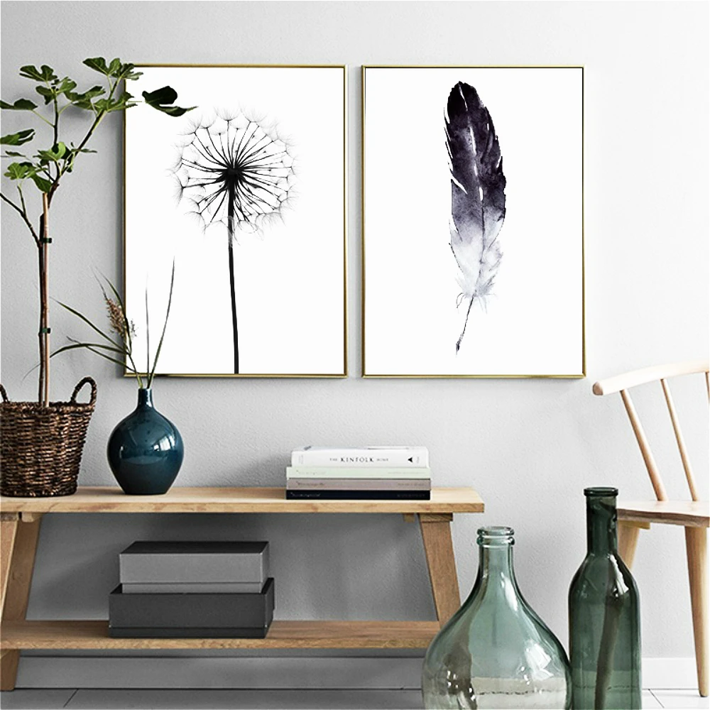 Скандинавская акварель Giclee черно белое перо холст настенный художественный