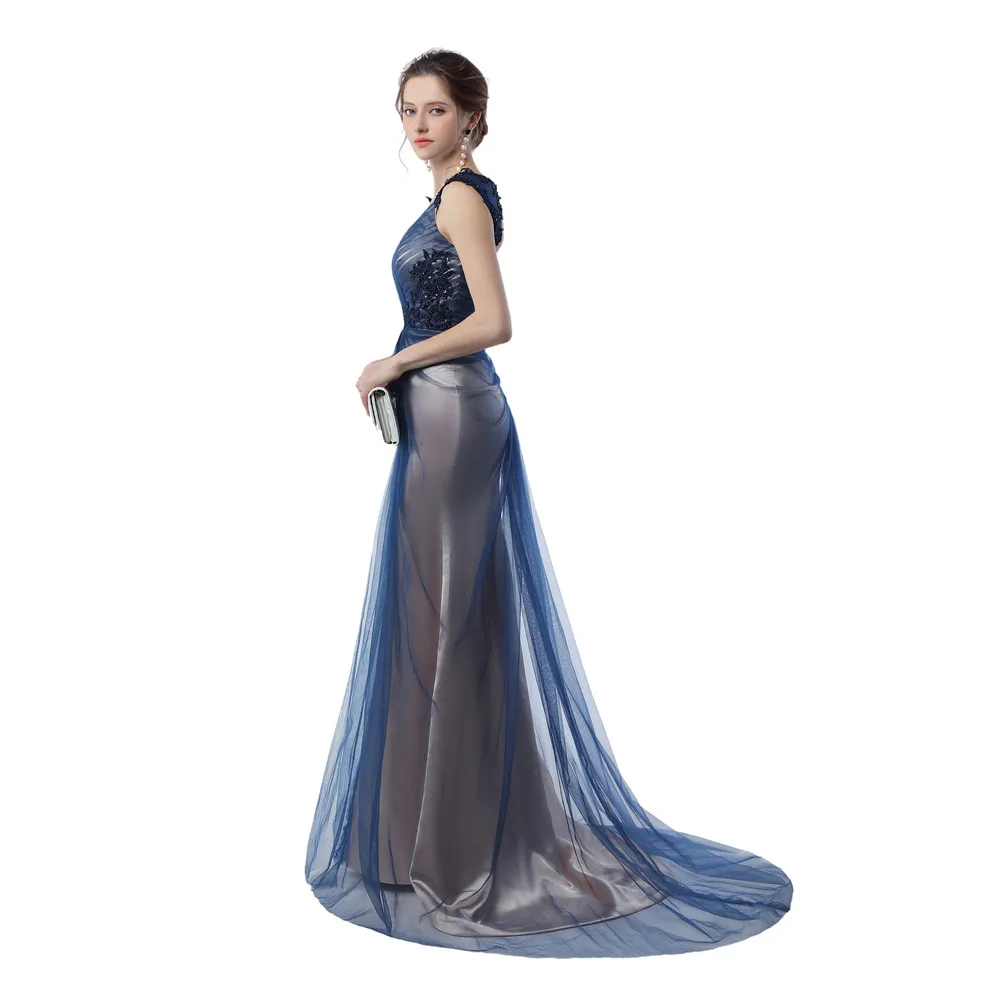 Реальное изображение Темно-синие русалка невесты платья 2018 серый Цвет Винтаж