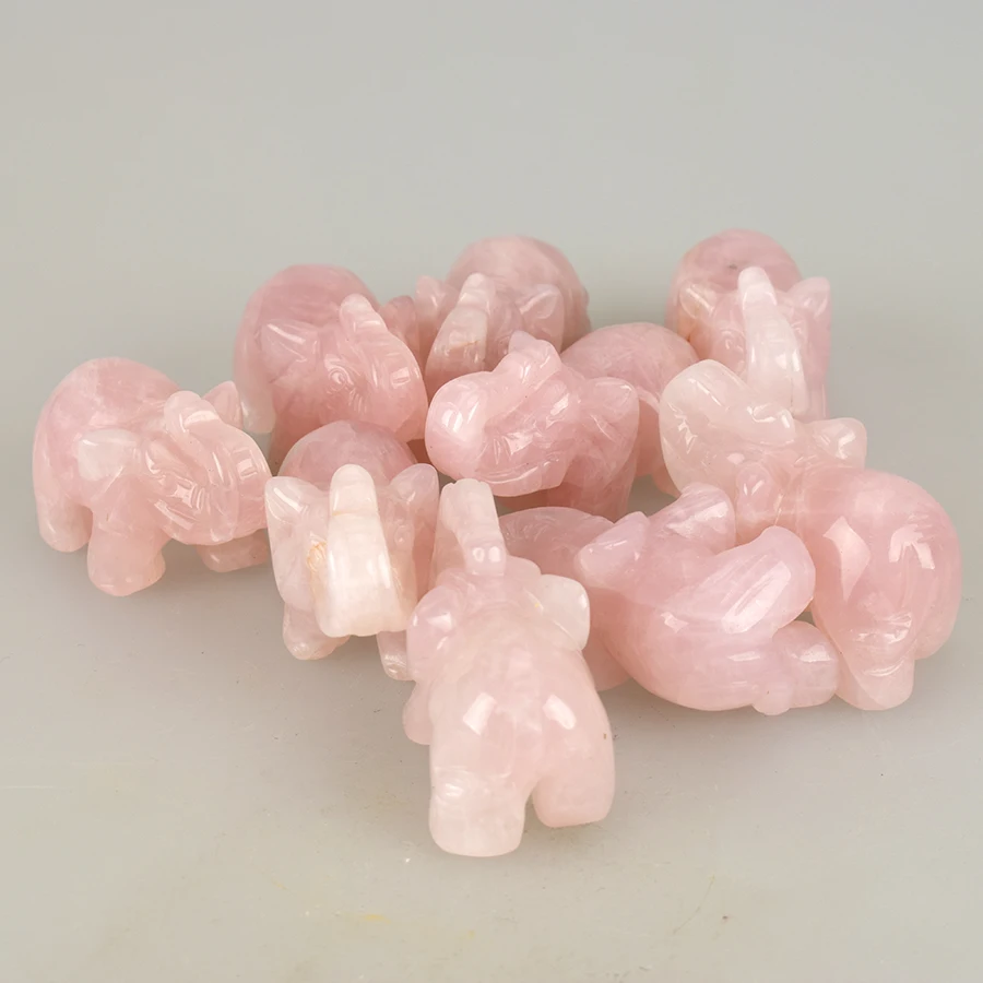 2 'статуэтки слона резные из натурального розового кварца кристалл исцеление