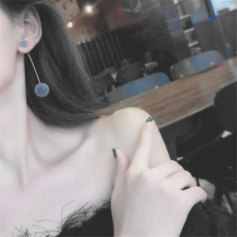 

Fashion Red Black Plush Ball Drop Earrings For Women Korea personality Round Long Tassel Earrings Statement Jewelry Gift