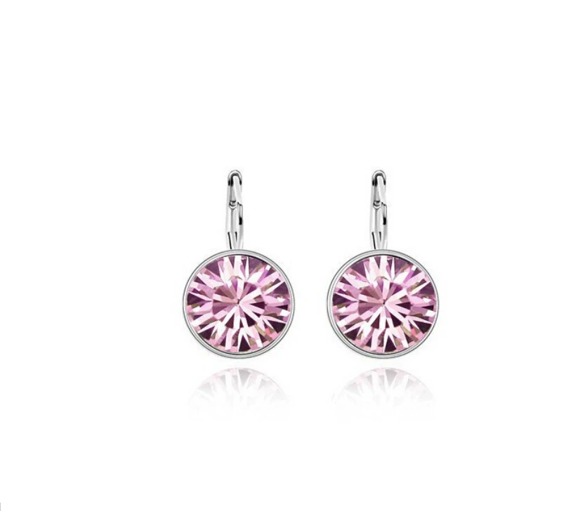 pink OMH, купить 5 пар, 20% 9 цветов, 18 К, белое золото, австрийские кристаллы, модные хрустальные карамельные свисающие серьги,, EH164 - Окраска металла: pink