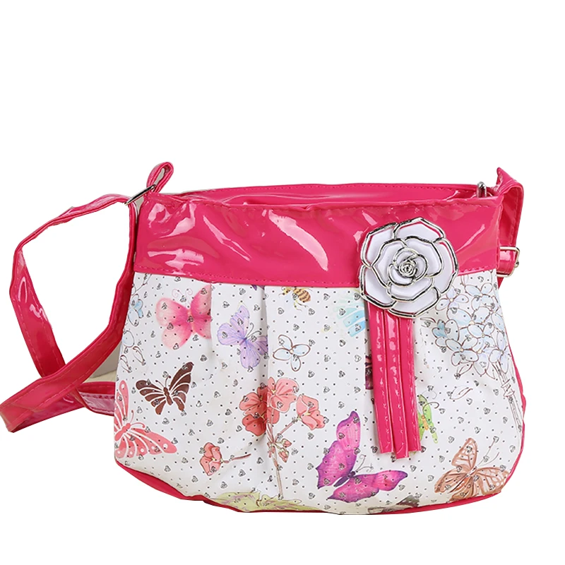 Детские кожаные клатчи школьная сумка с цветком для детского сада девочки через