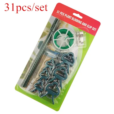 31pcs 18 шт. пластиковые зажимы для поддержки растений 2 размера+ 12 шт. регулируемые стяжки для кабелей связующий+ 20 м/рулон твист проволока садовый набор инструментов для прививки - Цвет: 31pcs