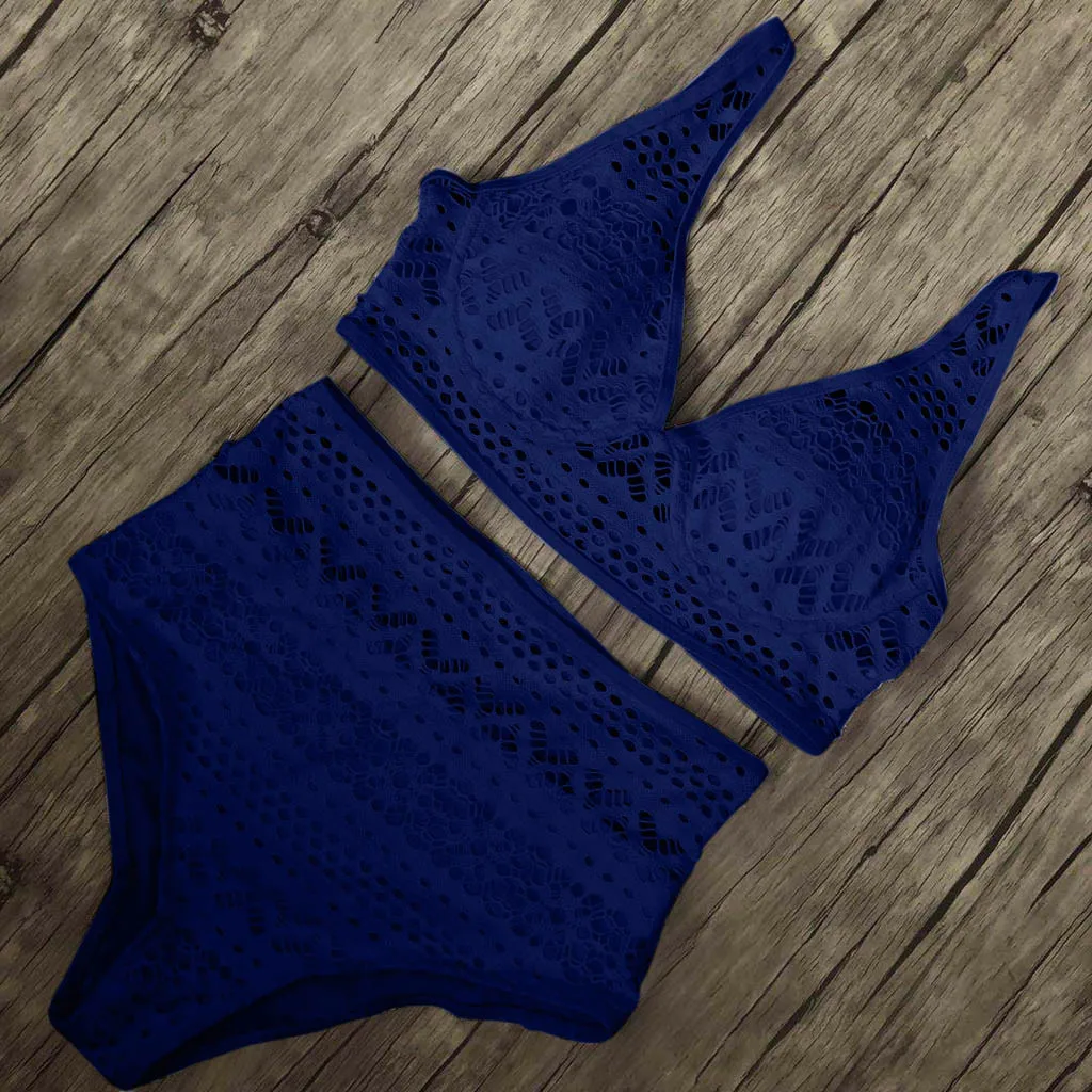 Женский купальный костюм бикини из двух предметов комплект с высокой талией и V