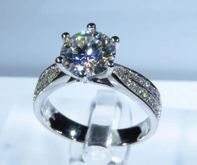 Модное кольцо 925 стерлингового серебра 3ct AAAAA Сона Циркон cz Обручальные кольца для