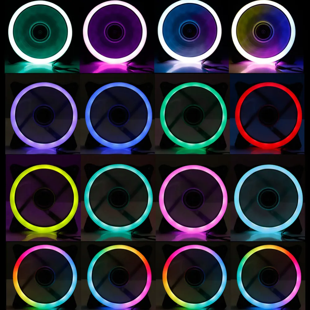 Rainbow Lights LED Fan Colorful RGB Adjustable Colour 120mm PC Computer Cooling Cooler Silent Case Controller | Электроника