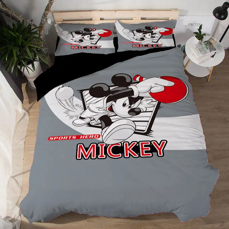 Mickey Bedding 5 Черно-белый комплект постельного белья с рисунком поцелуя Микки и Минни Маус, пододеяльники для детей, постельное белье для девочек - Цвет: Mickey Bedding 5