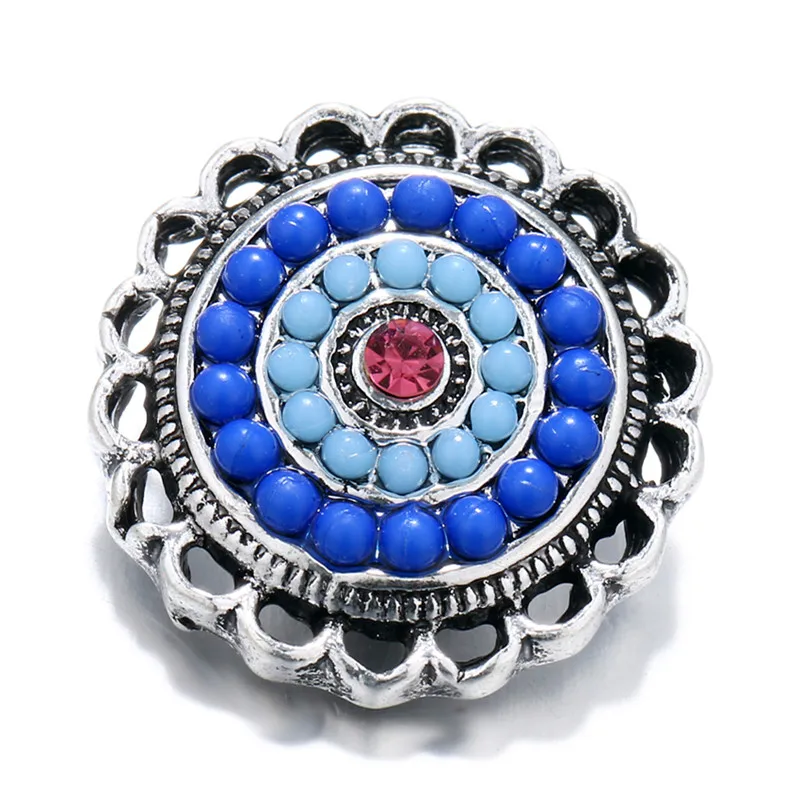 Новые Красивые синие Бусины с цветочным узором кнопки 20 мм для самостоятельного