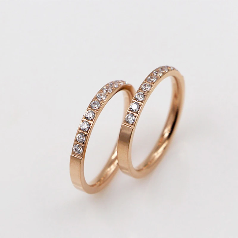 

Free Shipping 10pcs Stones Half Circle Rose Gold Colour Stainless Steel Ring