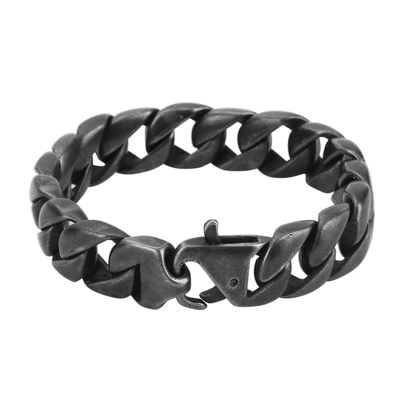 15 мм Серебряный цвет мужской велосипедный Браслет Золотая черная кисточка 316L