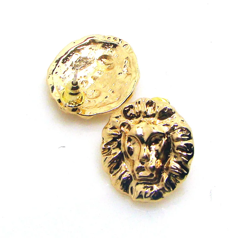 Горячее золото Литье металла брелок Чарм в форме головы льва 6 пар партии серьги