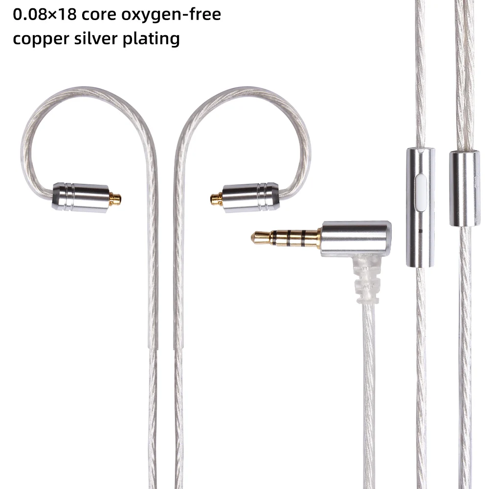 

FDBRO 3.5mm Headphone Wire Earphone Upgrade Cable With Mic Headset Silver Plated Cable IE80 IM A2DC For LS50 LS70 LS200 LS300