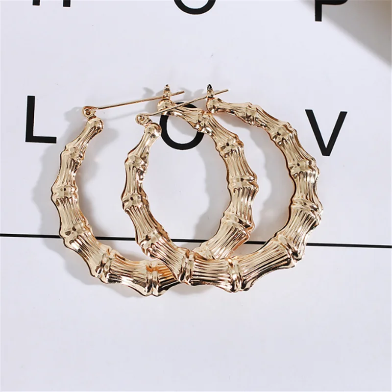 2019 новые модные золотые круглые серьги для ночного клуба большие бамбуковые