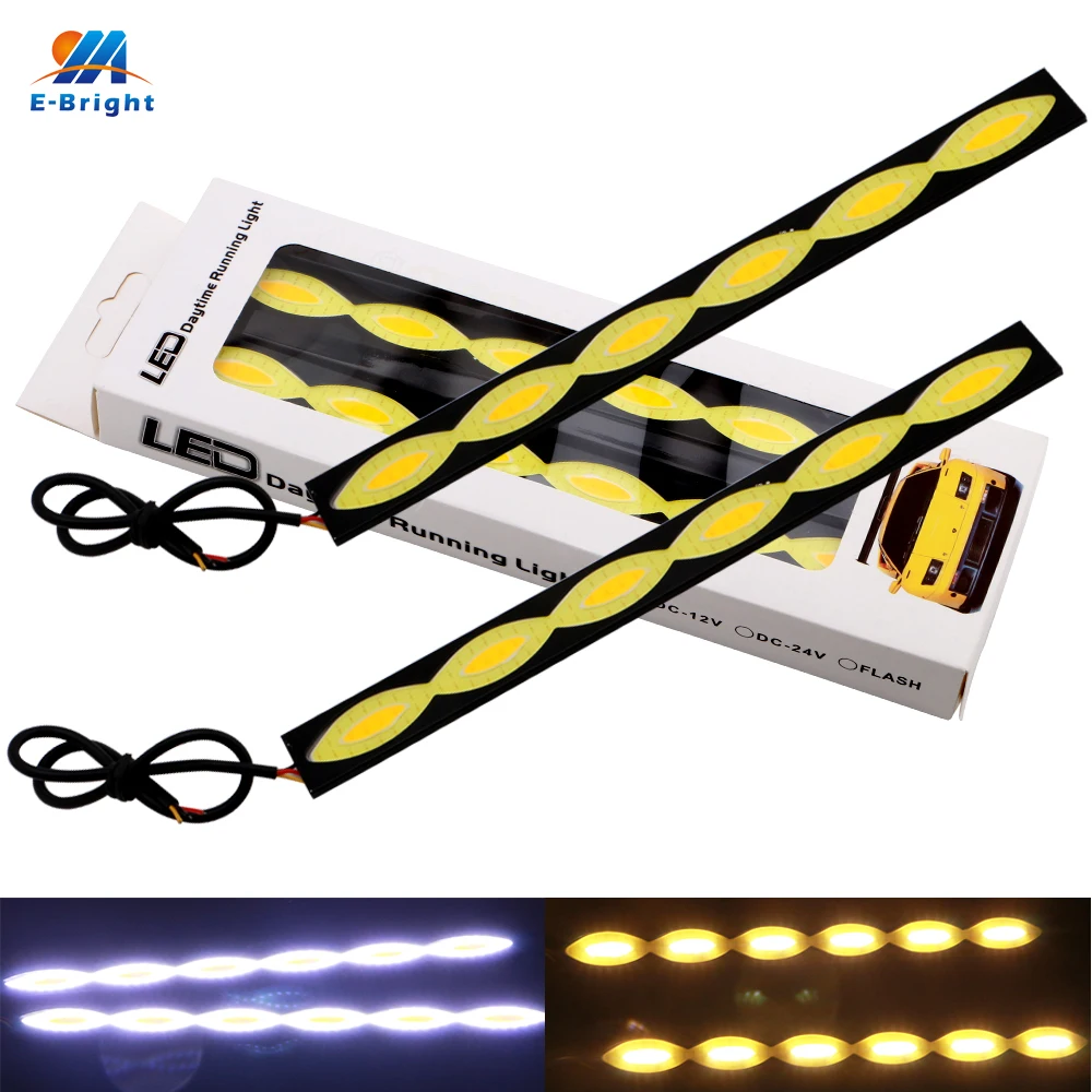 YM E Bright 2 пары 12 в белый + янтарный 205 мм 120 SMD COB 4 Вт дневные ходовые огни лм дневной