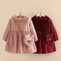 2021 winter warm 2 3 4 6 7 8 9 10 years cute chirstmas gift embroidery lace thickening princess kids baby girls dress with bag