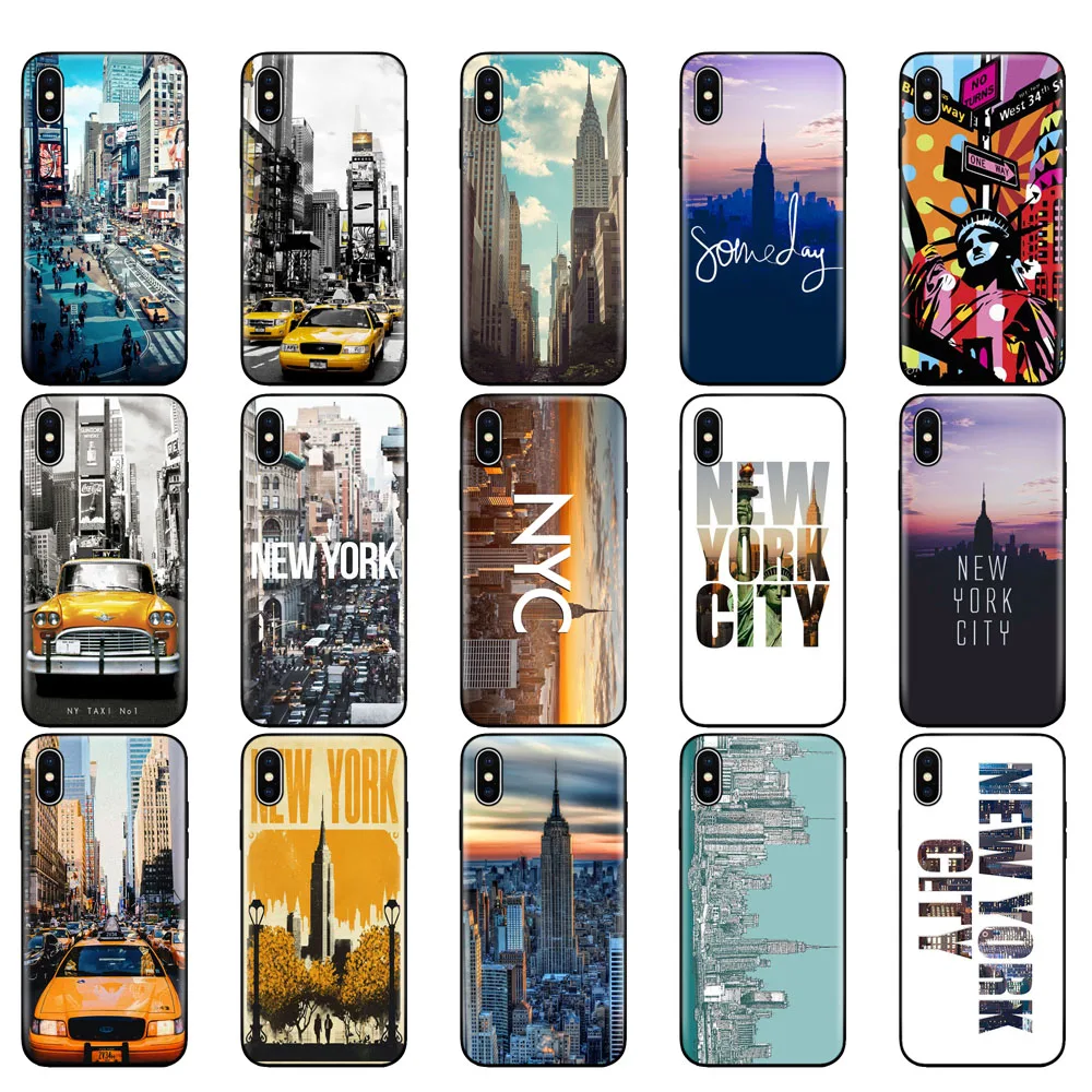 Черный чехол из ТПУ для iphone 5 6 6s 7 8 plus x 10 силиконовый XR XS 11 pro MAX NYC Нью Йорк|Бамперы| |