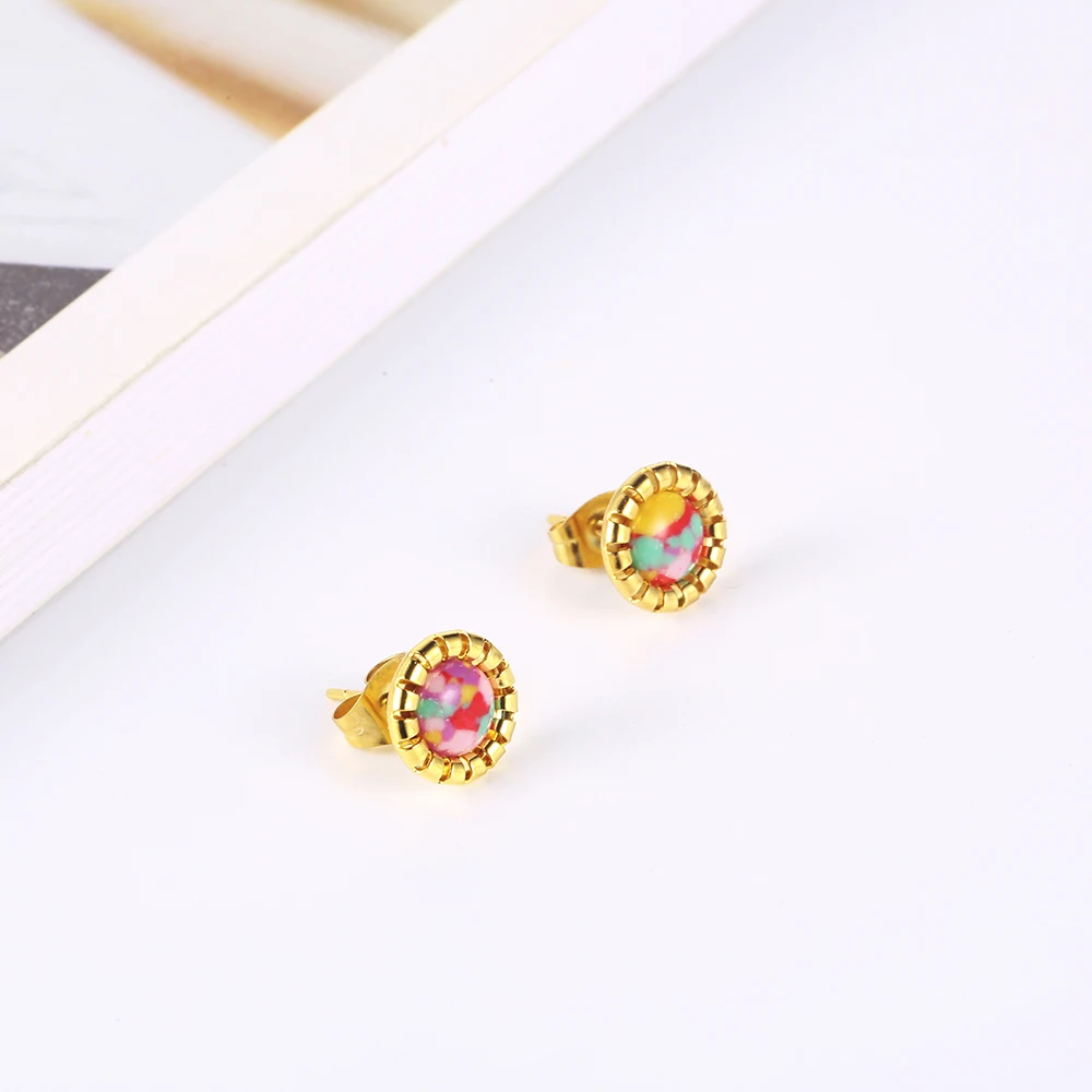 Женские серьги-гвоздики OUFEI Модные Цветные из нержавеющей стали изысканные