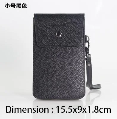 small black Из натуральной коровьей кожи носить ремень карман для мобильного телефона 5,0/5,5/6,3/6,4/7 дюймов кожаный чехол для iPhone кожаный мешок деньги карты памяти - Цвет: small black