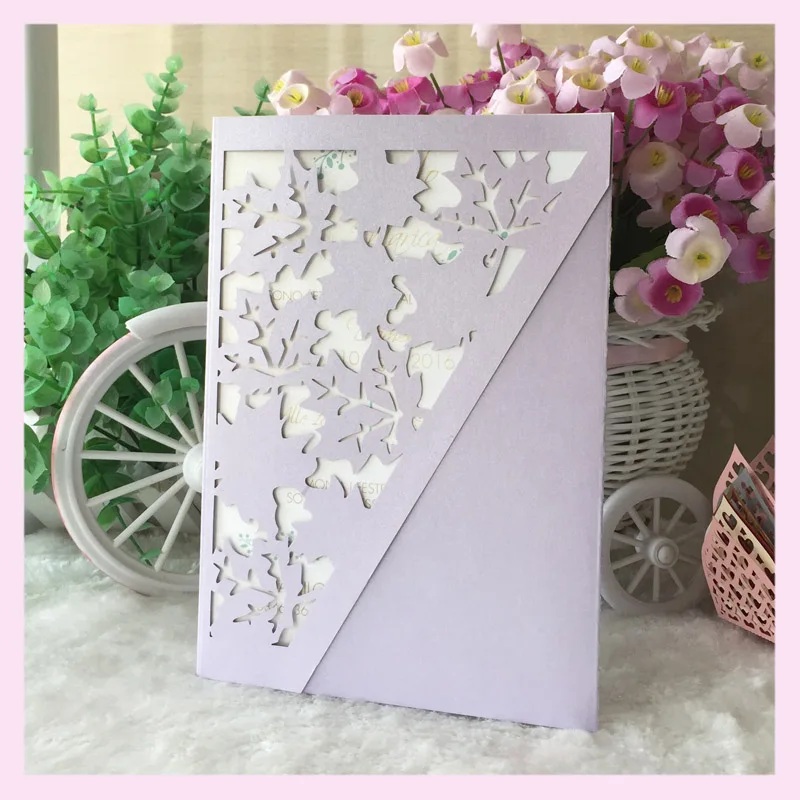 12 шт./лот 2017 свадебные приглашения открытка кленовый лист нежный дизайн