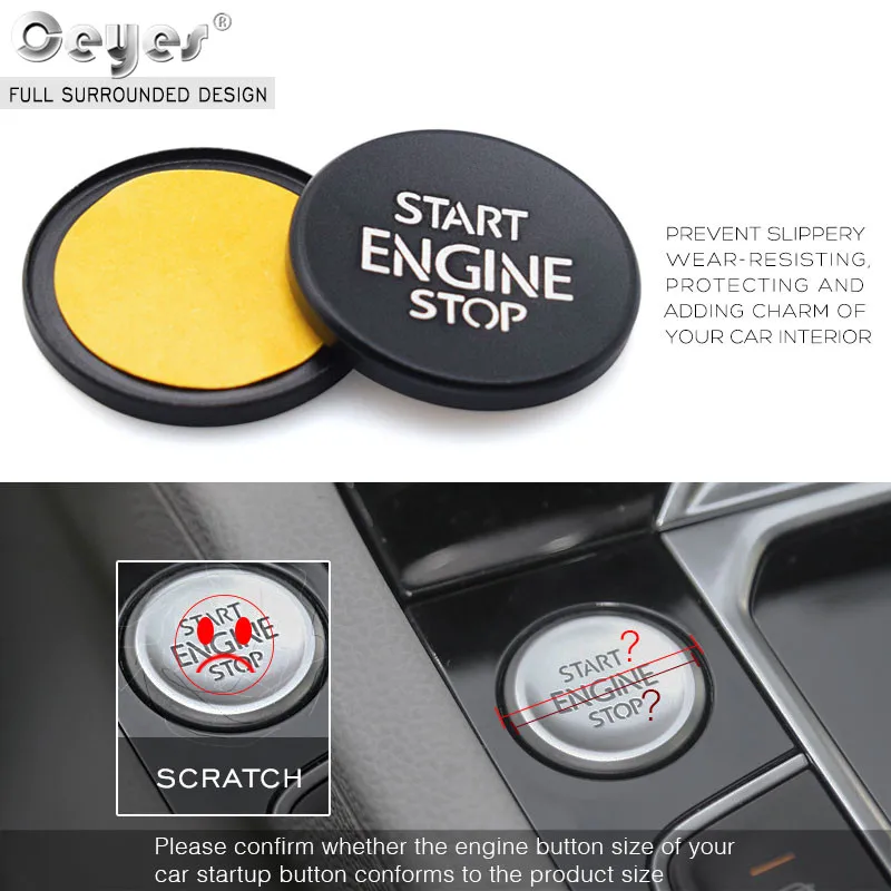 Ceyes Car Styling Interior Accessories Stickers Ignition Engine Start Stop Ring Case For Volkswagen CC VW Auto Button Covers - Наклейки для интерьера автомобиля Ceyes Car Styling с кейсом для кольца зажигания и старта двигателя для Volkswagen CC VW Auto. 