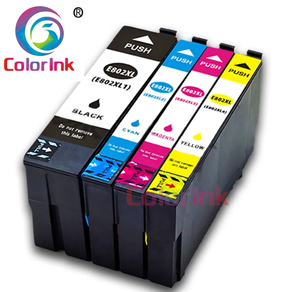 ColoInk 4 шт 802 чернил замена для Epson 802XL патрон принтера рабочей силы Pro WF 4720 4730 4734 4740