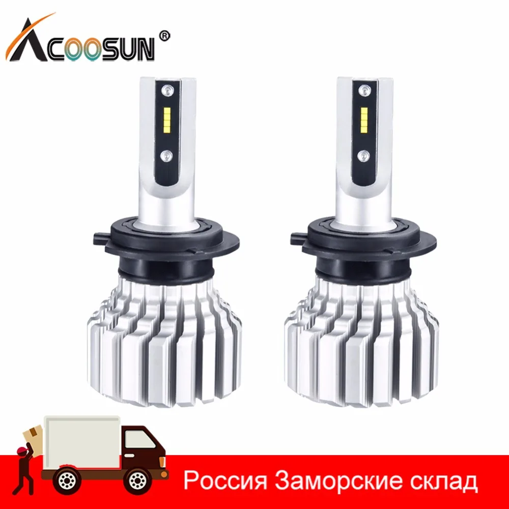 Светодиодная лампа AcooSun H4 H7 для автомобильных фар без вентилятора H11 9006 9005 10000LM H15 12