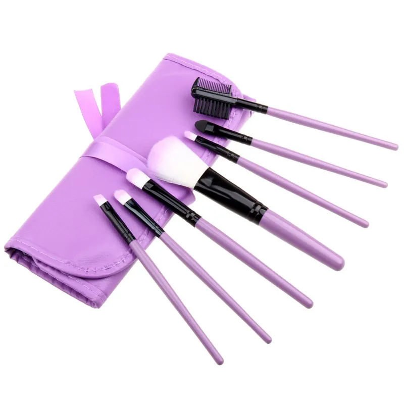 7pcs PU Leather Bag Make up Tools Eyeshadow Cosmetic Kit Foundation Brush Professional Makeup Brushes Set | Красота и здоровье