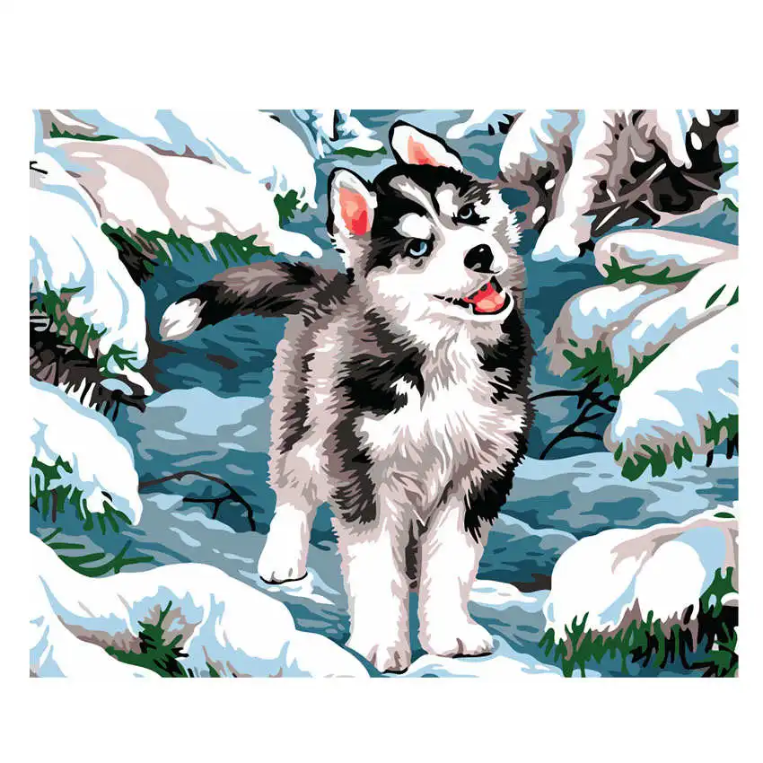 wolf painting 7 Diy живопись по номерам, картины по номерам, настенные картины, чай время Женщины Цифровая живопись маслом - Цвет: wolf painting 7