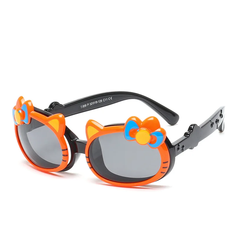 LDOFWJ Child Cute Cat Flip Up Polarized Sunglasses Kids Baby Infant Cartoon TAC TR90 Sun Glasses Outdoor Goggles Oculos |